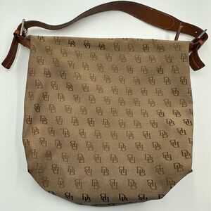 Vintage Dooney & Bourke Shoulder Bag Hobo Purse Signature Logo Canvas DB Satchel